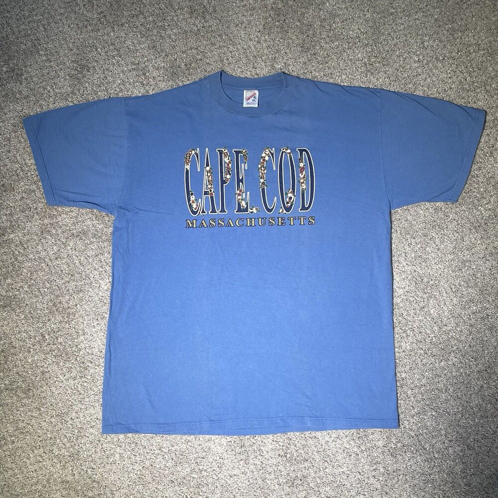VINTAGE Jerzees Cape Cod T Shirt Unisex XL USA Blue 90s Adult
